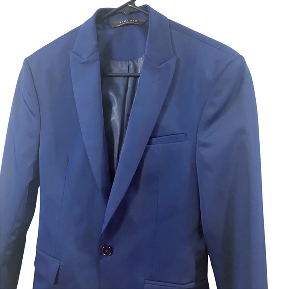 Zara Man Navy Moroccan Tuxedo Blazer 34R - Picture 3 of 8